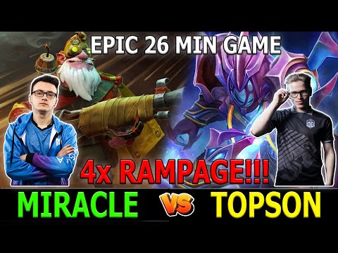 MIRACLE [Sniper] vs TOPSON [Arc Warden] ft. MC [Batrider] | Epic 26 Min Game | 4x Rampage!! | Dota 2