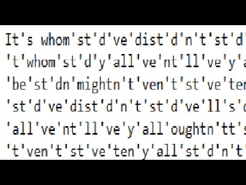 Text to speech bot reads whom'st'd've'dist'd'n't'st'd've'll's'd've're'n't'y'all'll'ven't 't'whom'st' Video