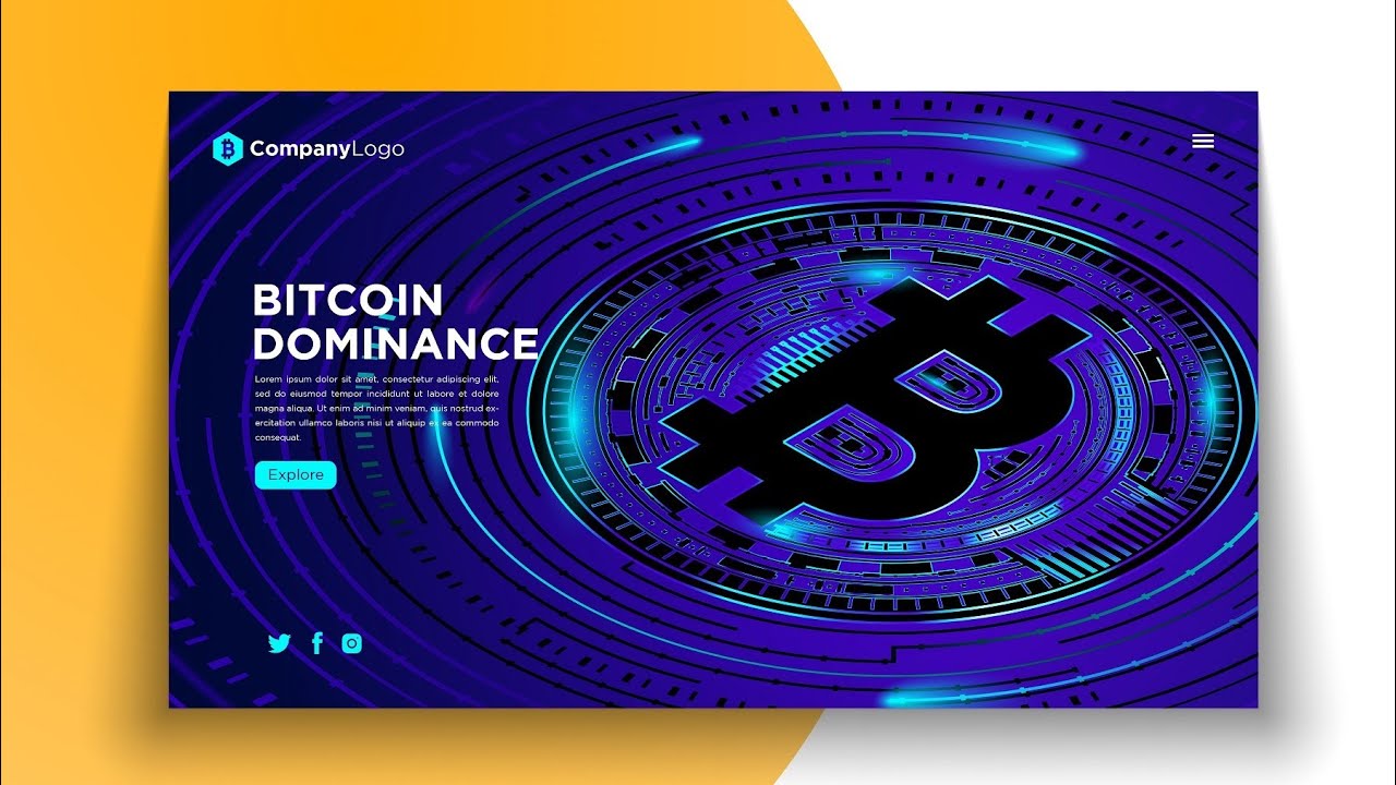 Illustrator Tutorials | Bitcoin Cryptocurrency Blue Background, Landing Page Design, Stock Vector