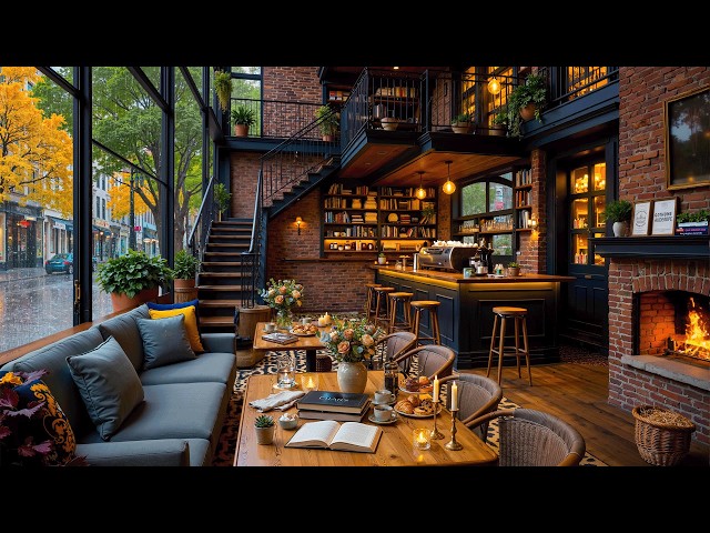Spring Day Coffee Shop Ambience 🌸 Soothing Jazz Piano & Relaxing Rain Sounds for Stress Relief, Work SDDEFAULT Thumbnail