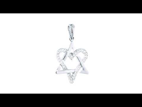 Small Open Diamond Heart Star of David, Jewish Star Pendant, 0.20CT in 14K White Gold PZ4403W1