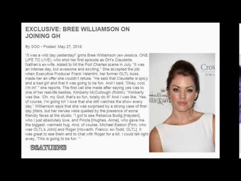 GH INTERVIEW Bree Williamson's July CLAUDETTE Debut General Hospital Nathan Maxie OLTL Promo 5-27-16
