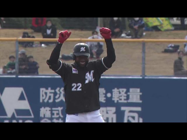 【プレシーズンマッチ】加入後初長打!! マリーンズ・ポランコ ライトオーバーの2ベースヒット!!  2023年2月25日 埼玉西武ライオンズ 対 千葉ロッテマリーンズ