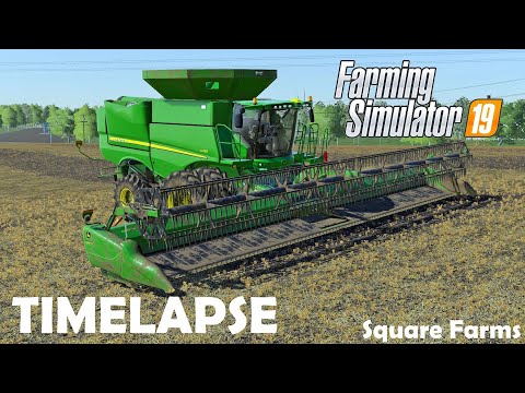 First Soybeans Harvest! | FS19 Timelapse | John Deere Combine | Deere County, IOWA | FS19