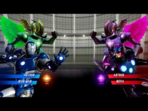 GREEN ARTHUR & BLUE IRON MAN VS PINK ARTHUR & NOVA - Marvel vs Capcom Infinite All Costumes Unlock