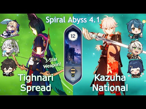 C0 Tighnari Spread x C1 Kazuha National - Spiral Abyss 4.1 | Floor 12 | Genshin Impact