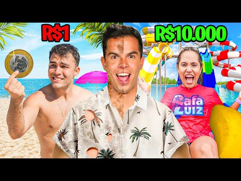FÉRIAS CARA VS BARATA! - R$1, R$100 e R$1.000