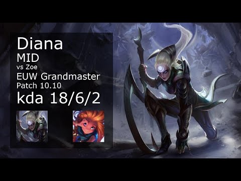 Diana Mid vs Zoe - EUW Grandmaster 18/6/2 Patch 10.10 Gameplay