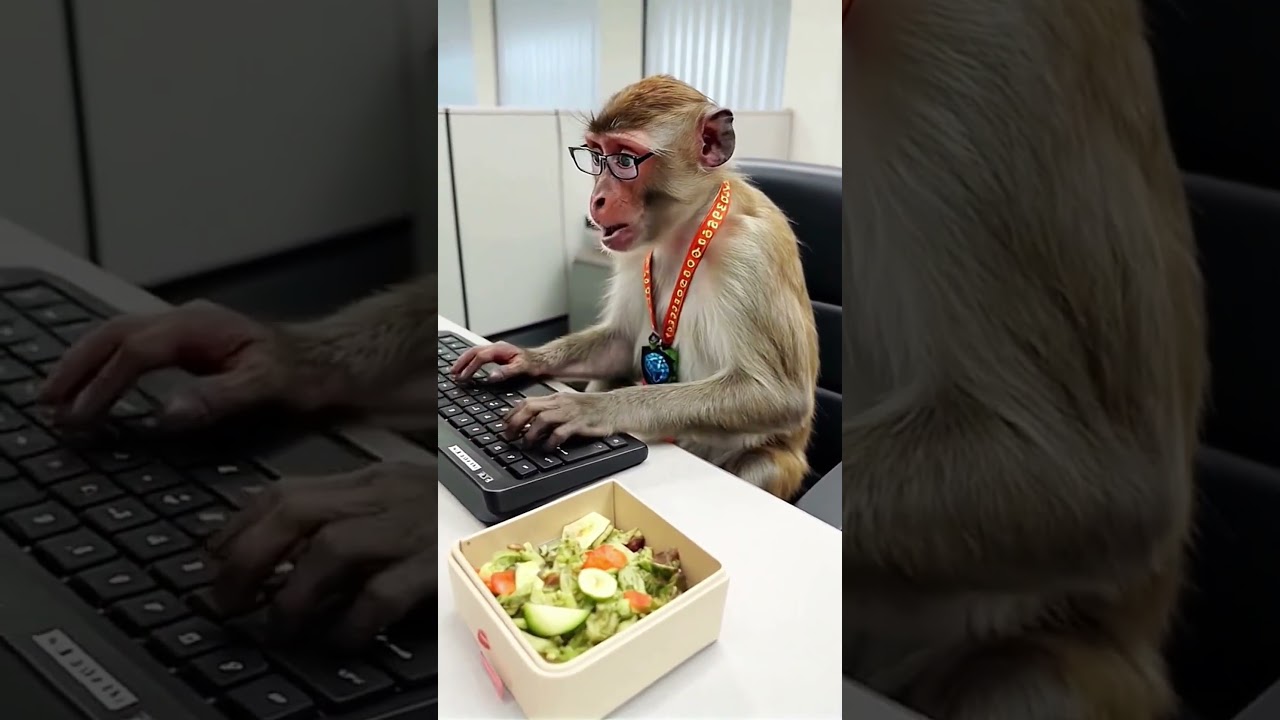 Monkey Working on a Laptop! 🤯🐵 Is This the Future? 😂