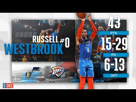 Russell Westbrook's Thunderous 43 Points, 6 Threes vs Jazz | February 22nd, 2019