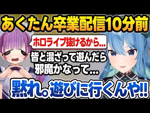 卒業後にホロメンと遊ぶのを躊躇うあくたんを一蹴するすいちゃん【星街すいせい/湊あくあ/ホロライブ/切り抜き】