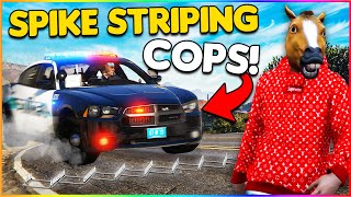 SPIKE STRIPPING COPS IN GTA 5 RP
