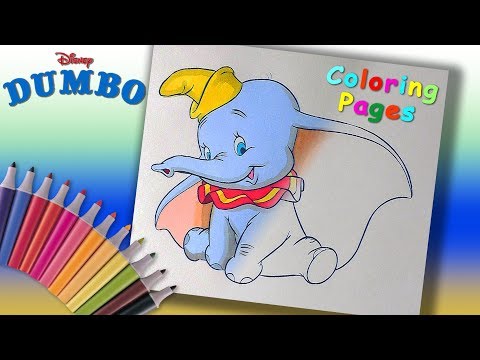 Baby elephant Dumbo Coloring Pages. Speed coloring For Kids Video