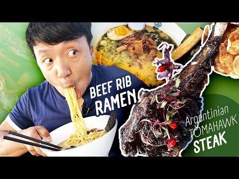 BEEF RIB RAMEN, JAMAICAN FOOD & Argentino TOMAHAWK STEAK em Miami Florida