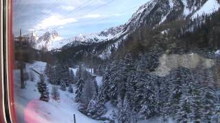 preview picture of video 'HD Train scenery from  Bergün to St. Moritz Switzerland Christmas eve day part 3'