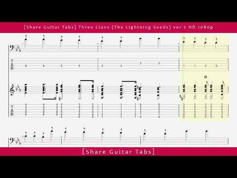[Share Guitar Tabs] Three Lions (The Lightning Seeds) ver 2 HD 1080p
