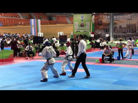 2019ITFtaekwondo world C 71kg semifinal1R Ibragimov Siyovush(Tajikistan)vs Bakalski Lubomir(bul)