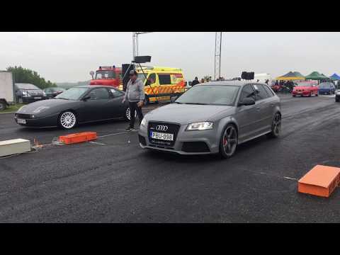 Audi RS3 ( 400Hp) vs Fiat Coupe 20v turbo 400 ps - 1/4 mile drag racing - 1/4 Meilen Rennen