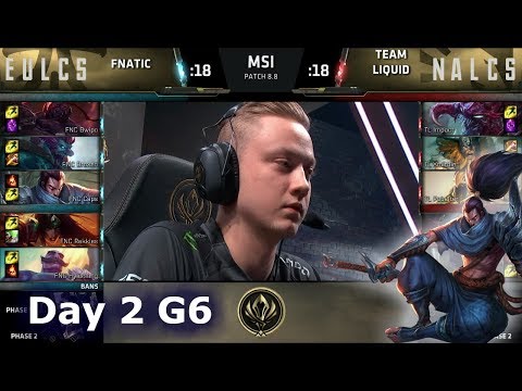 Fnatic vs Team Liquid | Day 2 LoL MSI 2018 Main Event Group Stage | FNC vs TL - EU vs NA!