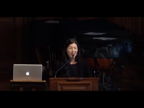 Ai-jen Poo '92 giving a speech at All-School Meeting