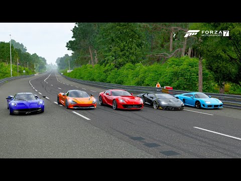 Forza 7 Drag race: McLaren 720s vs Pagani Huayra vs Centenario vs 812 Superfast vs Noble M600