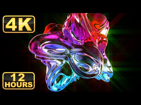 12 Hours Calming Video for Meditation! Abstract Mercury. Alloy Metal Liquid. Water Surface Flow. 4K