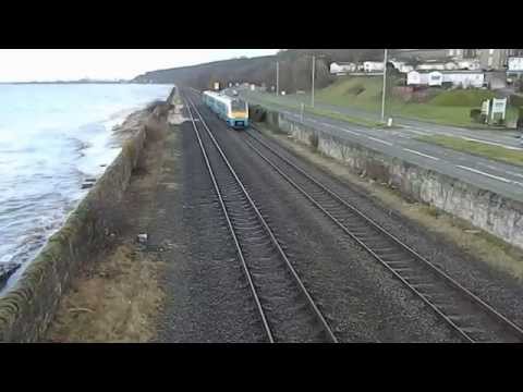 Arriva Wales Train Ffynnongroyw Bridge Flintshire Wales UK High Tide
