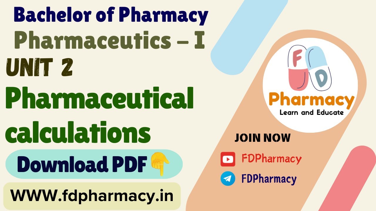 Unit 2 Pharmaceutical calculations Notes | Pharmaceutics - I Notes | Bachelor of Pharmacy PDF