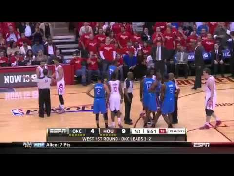 Kendrick Perkins Confronts Garcia, Does Pushups (OKC vs. Rockets May 3, 2013)
