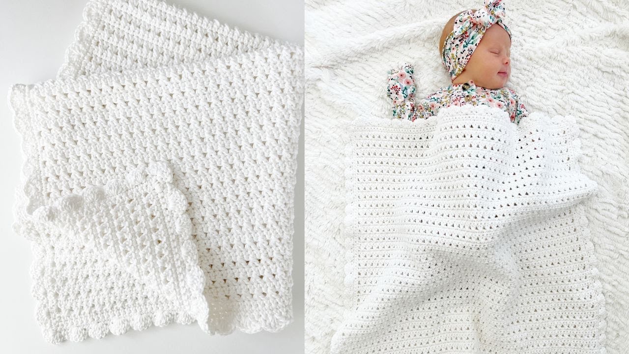 How to Crochet a Baby Blessing Blanket with a Scalloped Border