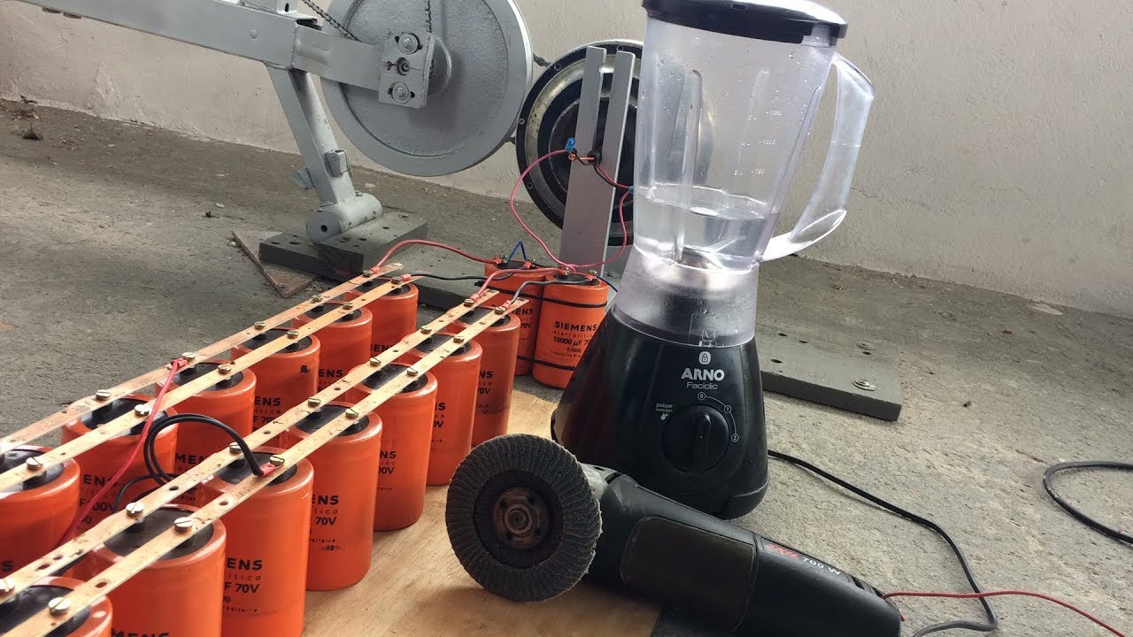 GERADOR COM BANCO DE CAPACITORES LIGANDO LIXADEIRA