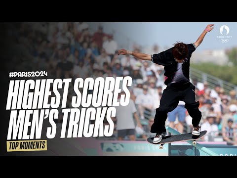 🛹 10 Highest Scored Men’s Skateboard Tricks at #Paris2024 | Top Moments