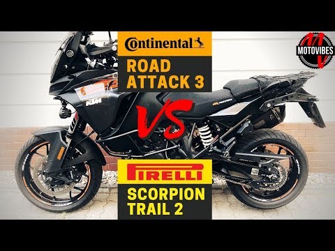 CONTINENTAL ROAD ATTACK 3 vs PIRELLI SCORPION TRAIL 2 COMPARISON // KTM 1290 Super Adventure S