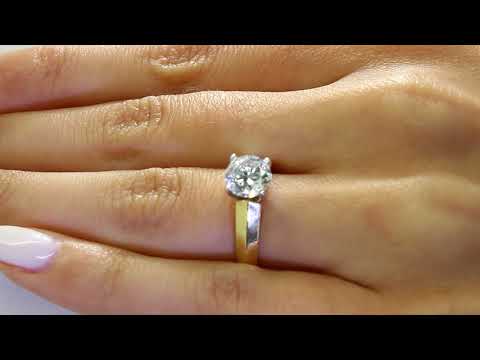Solitaire Round Cut Diamond Knife Edge Engagement Ring in Yellow Gold (MVS0016-Y)