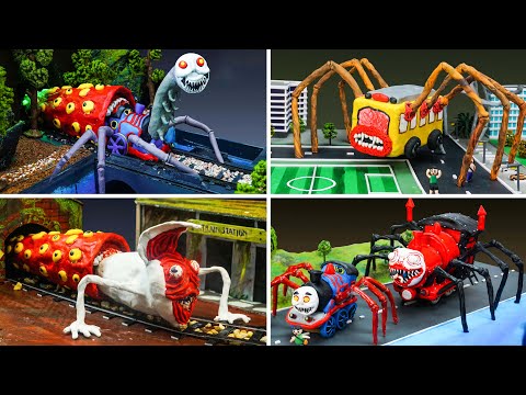 😬CHOO CHOO CHARLES vs THOMAS.EXE SPIDER vs BRIDGE WORM vs BUS EATER |Trevor Henderson Creatures Clay