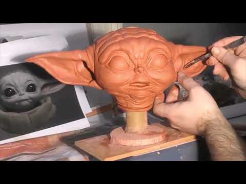 BABY YODA / THE CHILD. CLAY HEAD SCULPT ( full time lapse video )