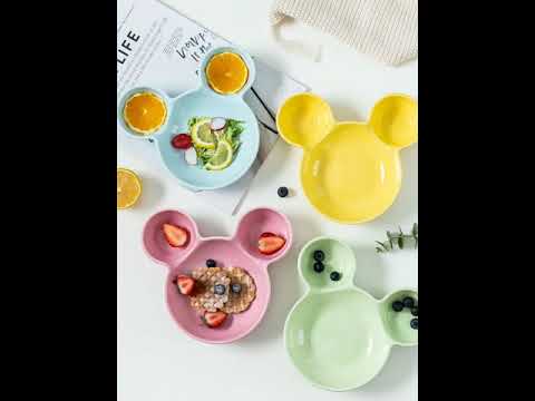 Neural Dinnerware - Unbreakable Mickey Shaped Kids/Snack Serving Sectioned Plates(0843.)