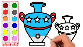 How to Draw Flower Vase  | Best Coloring Pages -  Art Colours for Kids
