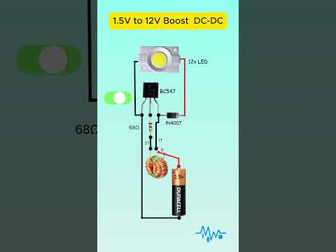 Boost 1.5V to 12V — Simple Joule Thief Circuit #Shorts #boostconverter