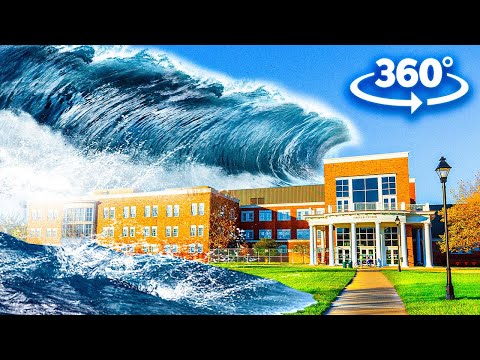 VR 360 TSUNAMI WAVE HIT SCHOOL - How to Survive a Natural Disaster