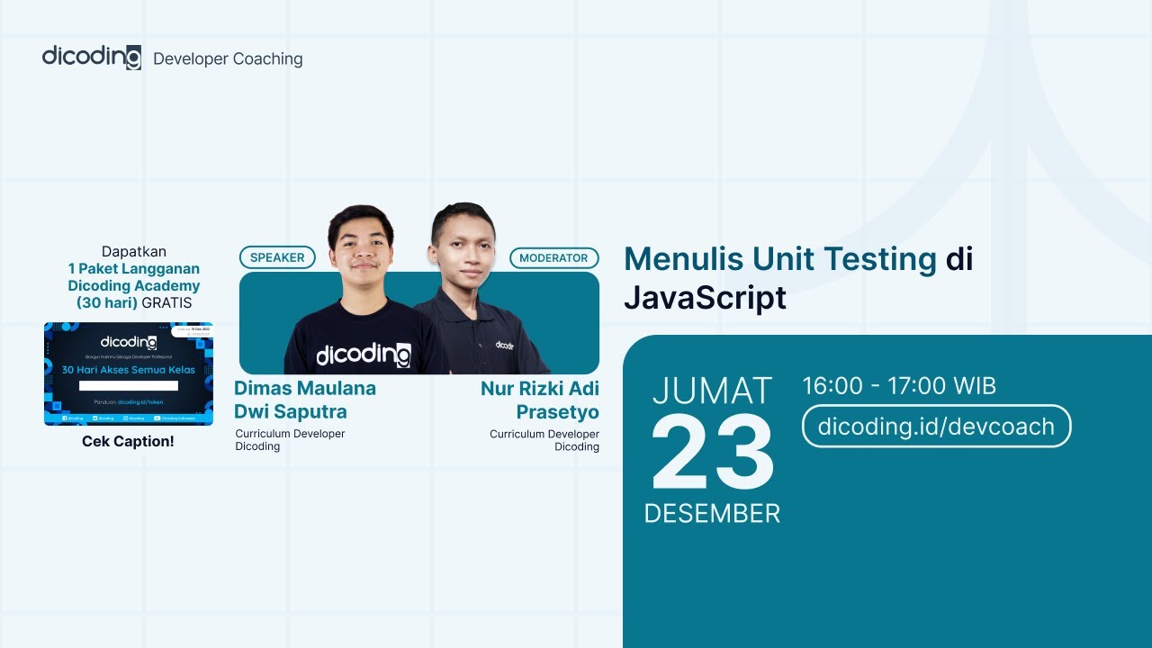 Dicoding Developer Coaching #78 : Back-End | Menulis Unit Testing di JavaScript