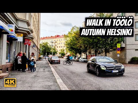 Caminhada em Töölö, Helsinque 🇫🇮 Bairros urbanos de outono 🌤️ Caminhada 4K Ultra HD na Finlândia