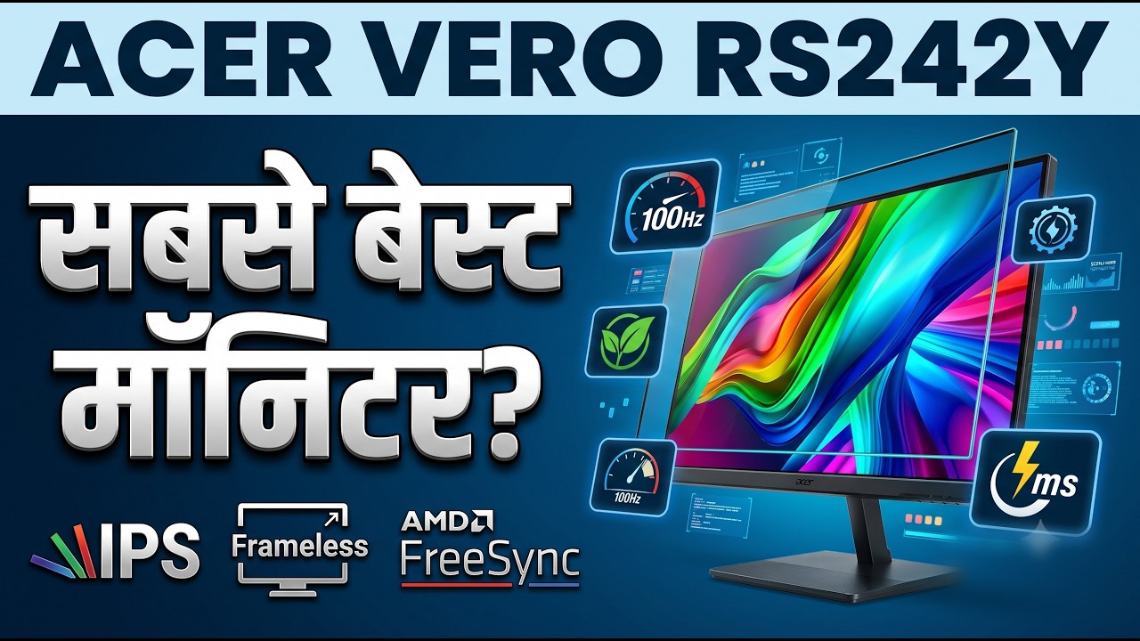 Miniatura da avaliação em vídeo de Monitor Acer CB242Y P6bipr Vero 23.8 Polegadas IPS 120Hz