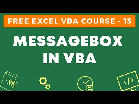 Free Excel VBA Course #13 - Using Message Box in Excel VBA