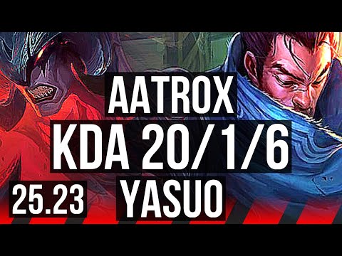 AATROX vs YASUO (TOP) | 20/1/6, 15 solo kills, Legendary, 47k DMG | KR Master | 25.23