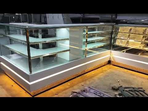 Rectangular korean straight glass sweet display counter, for...