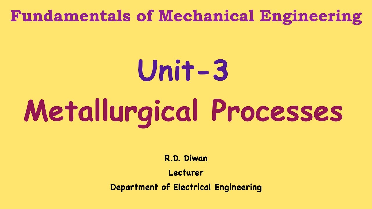 Unit- 3      Metallurgical process