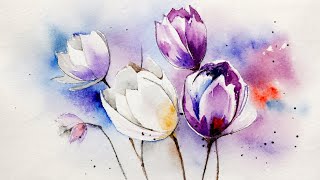 Simple magnolia Watercolor Painting | Soft Floral Watercolor