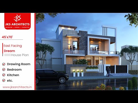45’x70’ East Facing Floors Plan  | G+1 | House Design 3D | Modern Design | JKS ARCHITECTS | #JKS4570