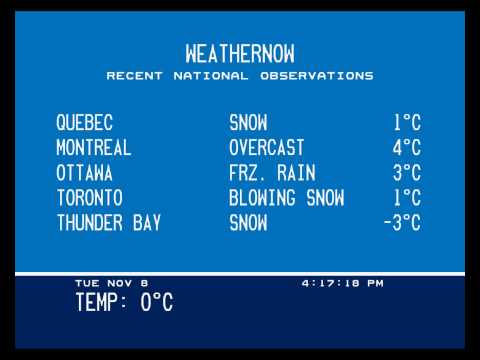 WeatherNow (The Weather Network) Emulation [Tue. Nov. 8, 1988] {WeatherStar III/3000}